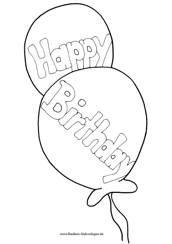 happy birthday luftballons  nadines ausmalbilder